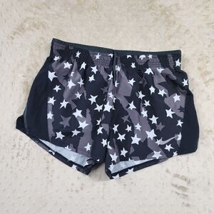 Nike Womens Dri Fit Star Patterned Black and Gray Athletic Running Shorts Size S